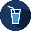 Illustration of cup filled with drink and a straw